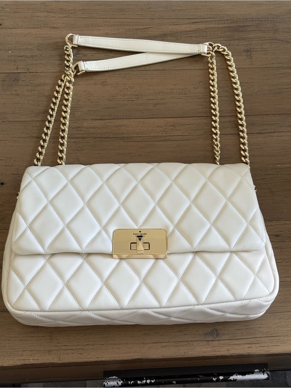 Kate Spade "Chanel Inspired" Quilted White Leather Shoulder/Crossbody Bag